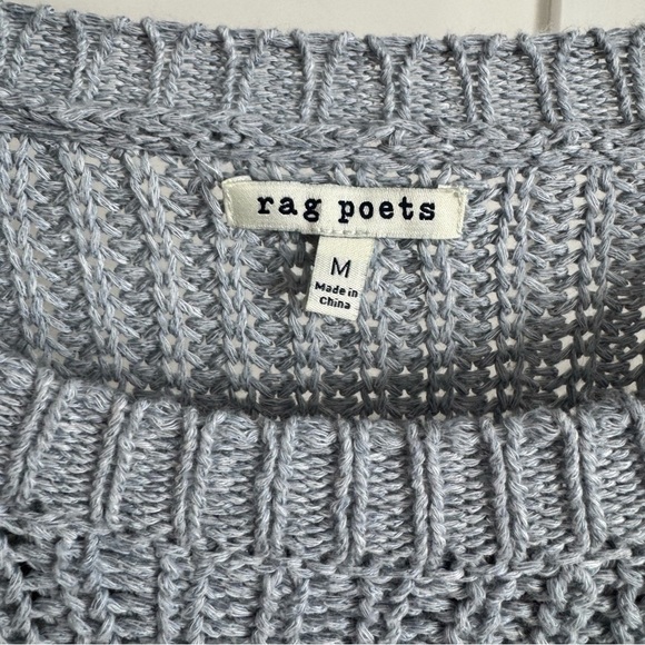 Rag Poets Blue Knit oversized slouchy light weight Sweater W Sz M - Picture 3 of 7